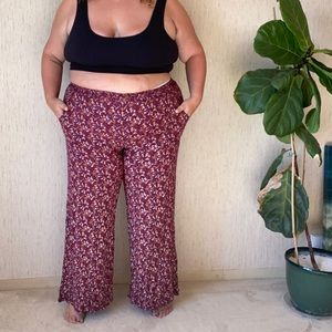 Flower Wide Leg Pocket Pants